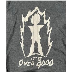 DRAGONBALL Z "It's Over 9000" New Men's Super Saiyan Vegeta Gray Tee Size L